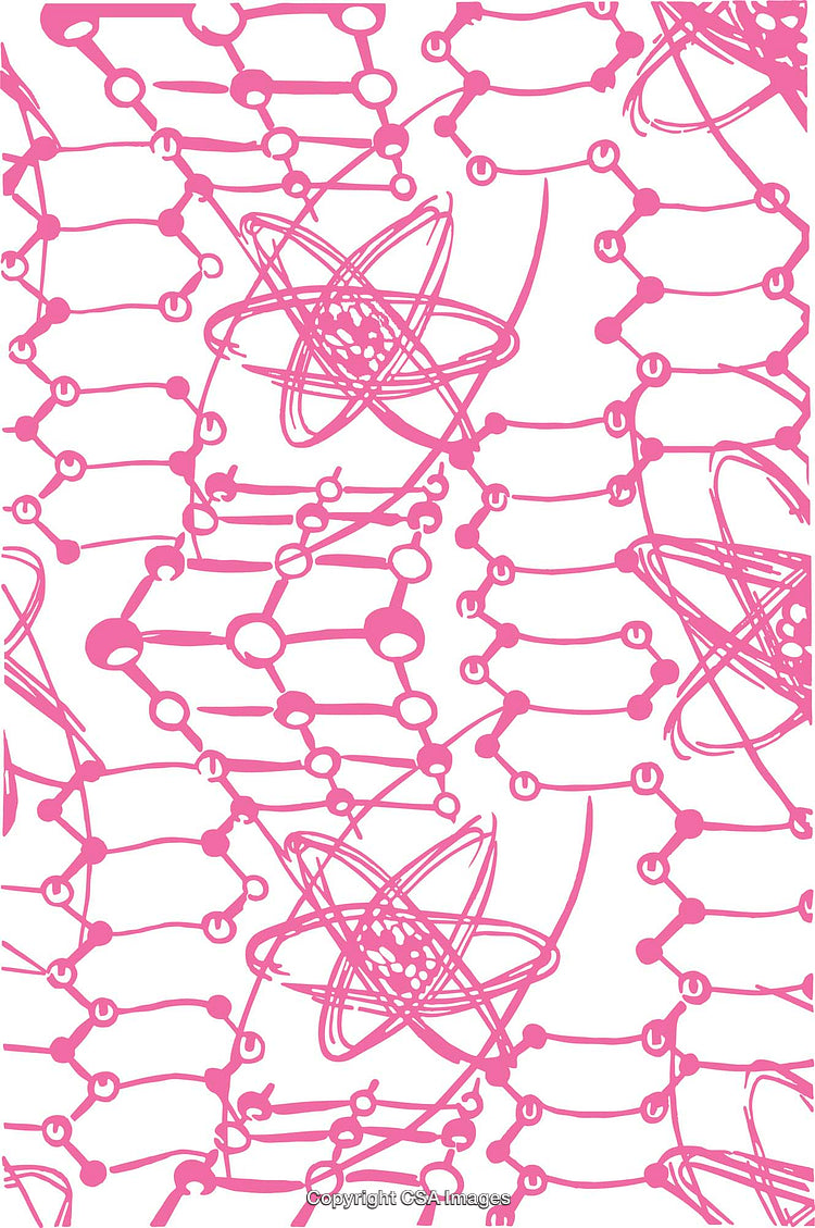 Pink Abstract Molecular Structure Pattern with Atomic Orbitals Illustration