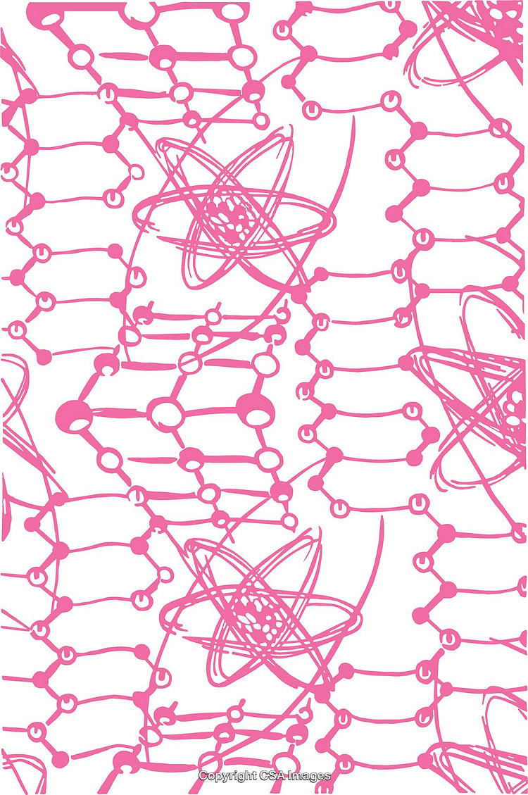 Pink Abstract Molecular Structure Pattern with Atomic Orbitals Illustration