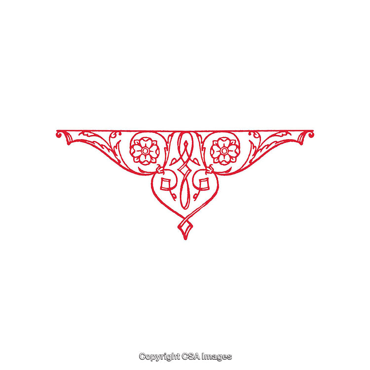 Ornate Floral Border Design in Red with Intricate Detail