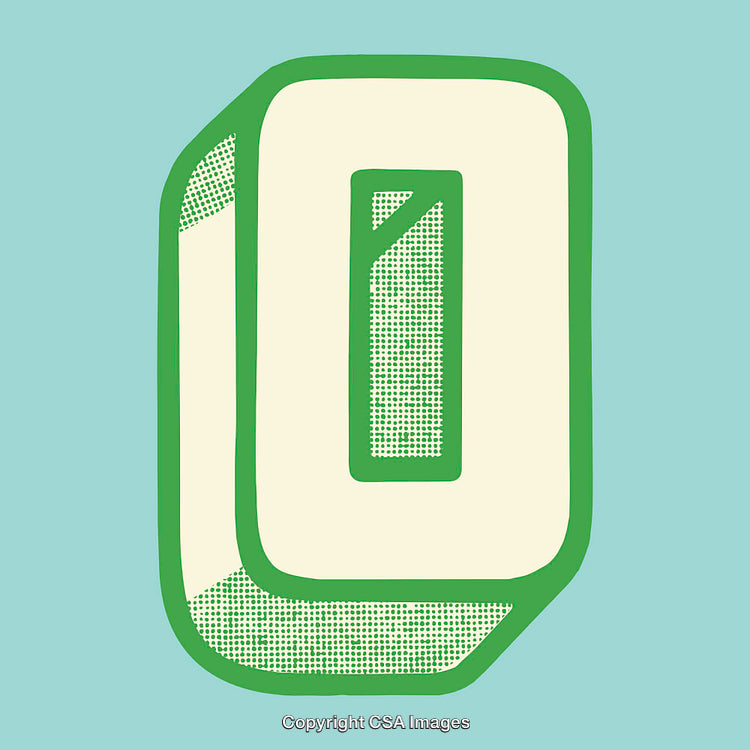 Stylized Gradient Zero With Green and Beige Pattern Design
