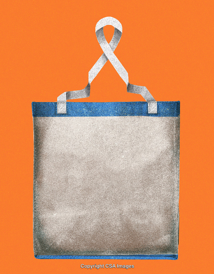 Reusable Shopping Bag on Vibrant Orange Background