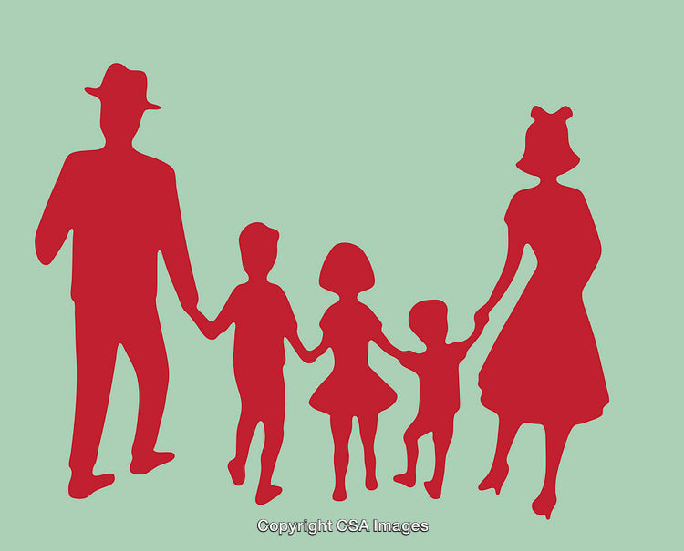 Silhouetted Family Holding Hands on a Pastel Background