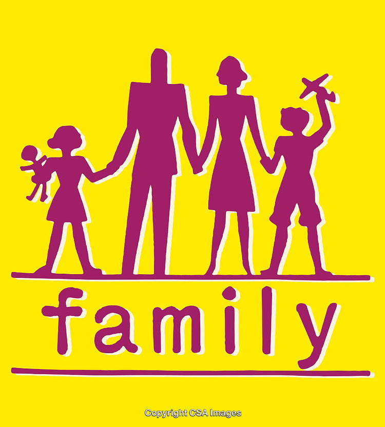 Colorful Silhouettes of a Happy Family Illustrating Unity and Togetherness