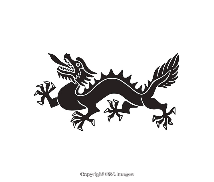 Black and White Illustration of a Mythical Animal Silhouette