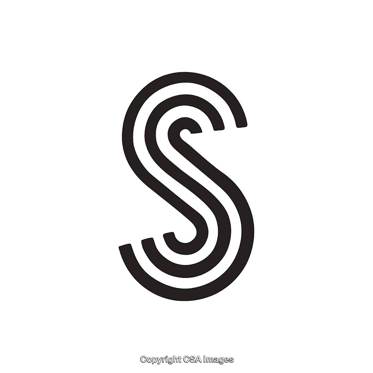 Stylized Black Letter S on Minimal White Background