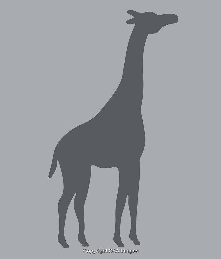 Silhouette of Giraffe in Simplistic Vector Style on a Monochromatic Background