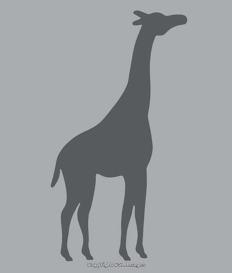 Silhouette of Giraffe in Simplistic Vector Style on a Monochromatic Background