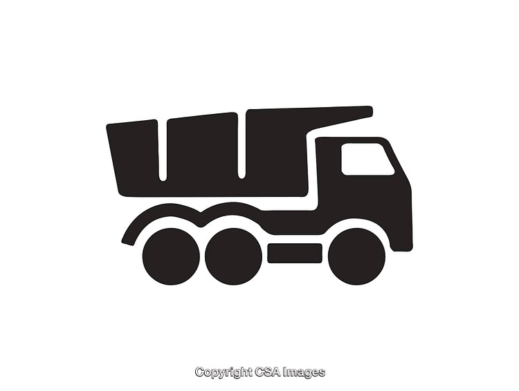 Black And White Icon of a Dump Truck Silhouette