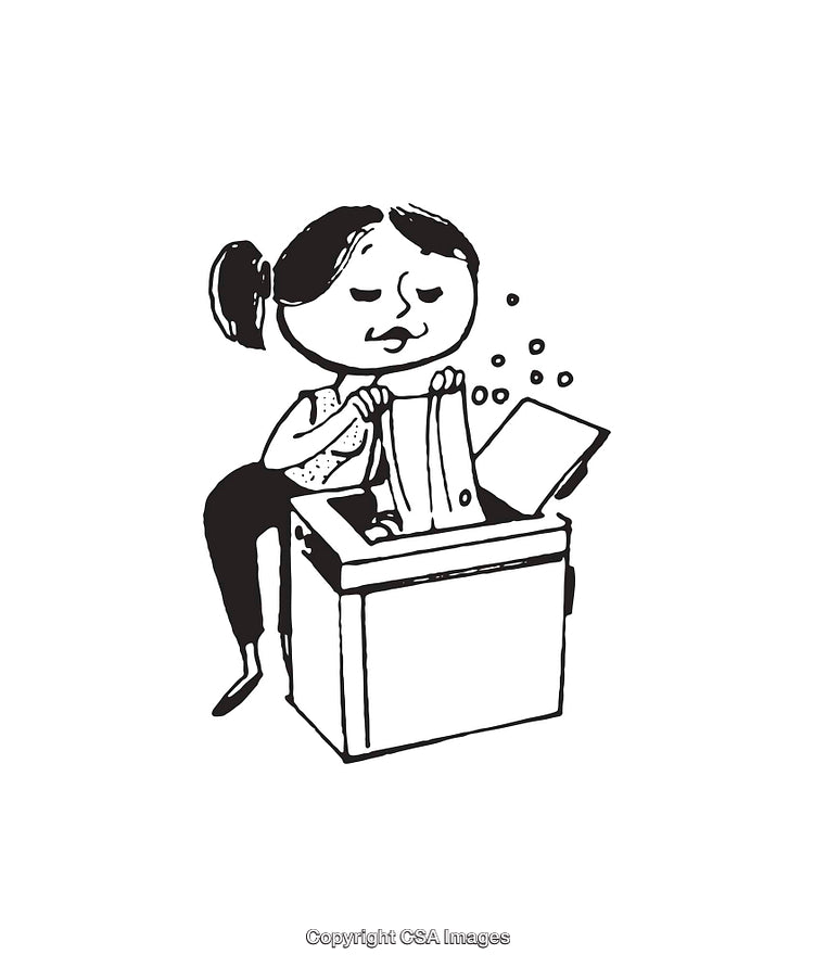 Black And White Line Art of Person Doing Laundry