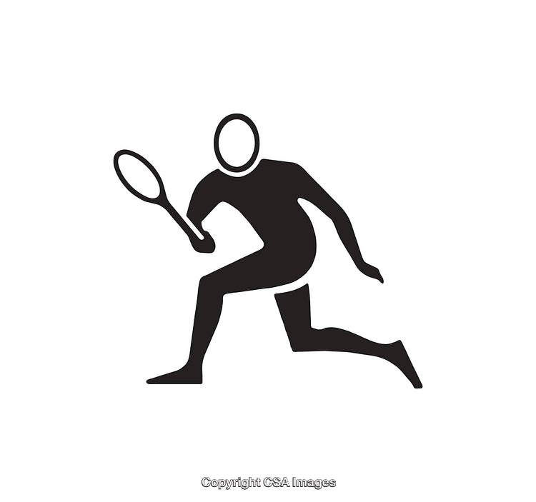 Silhouette Icon of a Tennis Player Holding a Racket in Motion