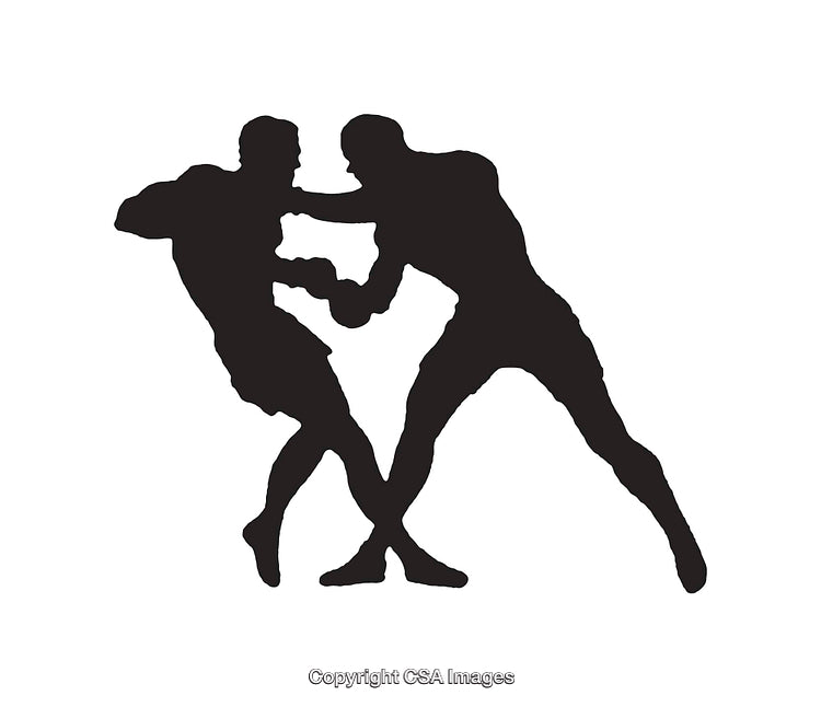 Silhouette Illustration of Two Figures Engaged in a Competitive Fight