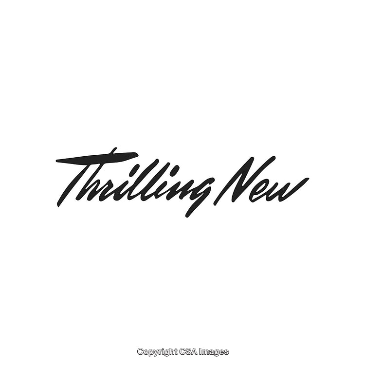 Stylish Typography Featuring the Words Thrilling New on a White Background