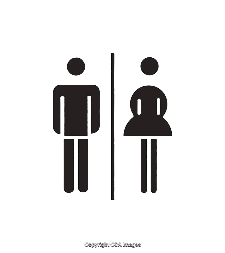 Black And White Male And Female Restroom Sign Icons Design
