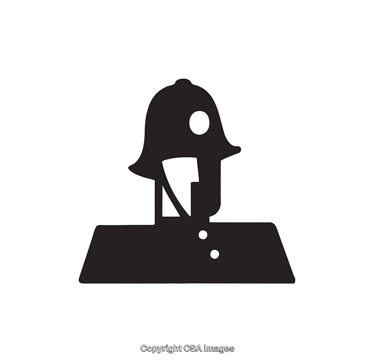 Silhouette of Architectural Helmet and Digital Design Element in Black and White