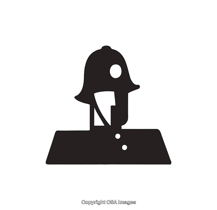 Silhouette of Architectural Helmet and Digital Design Element in Black and White