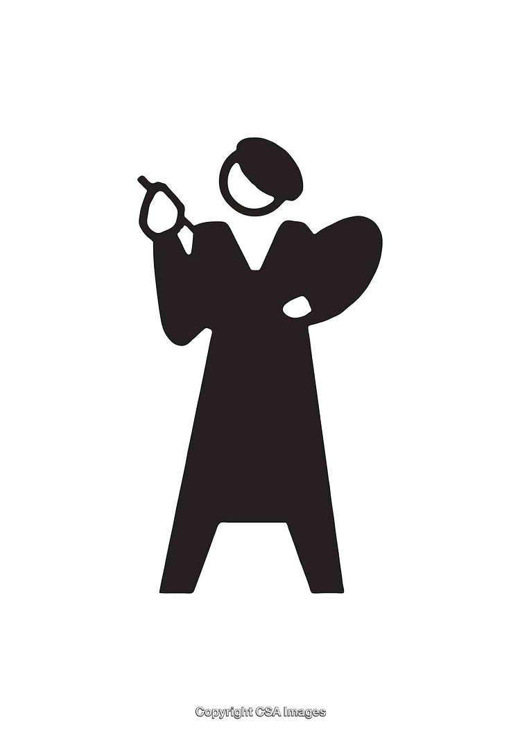 Simplistic Black and White Icon of an Artist with a Palette