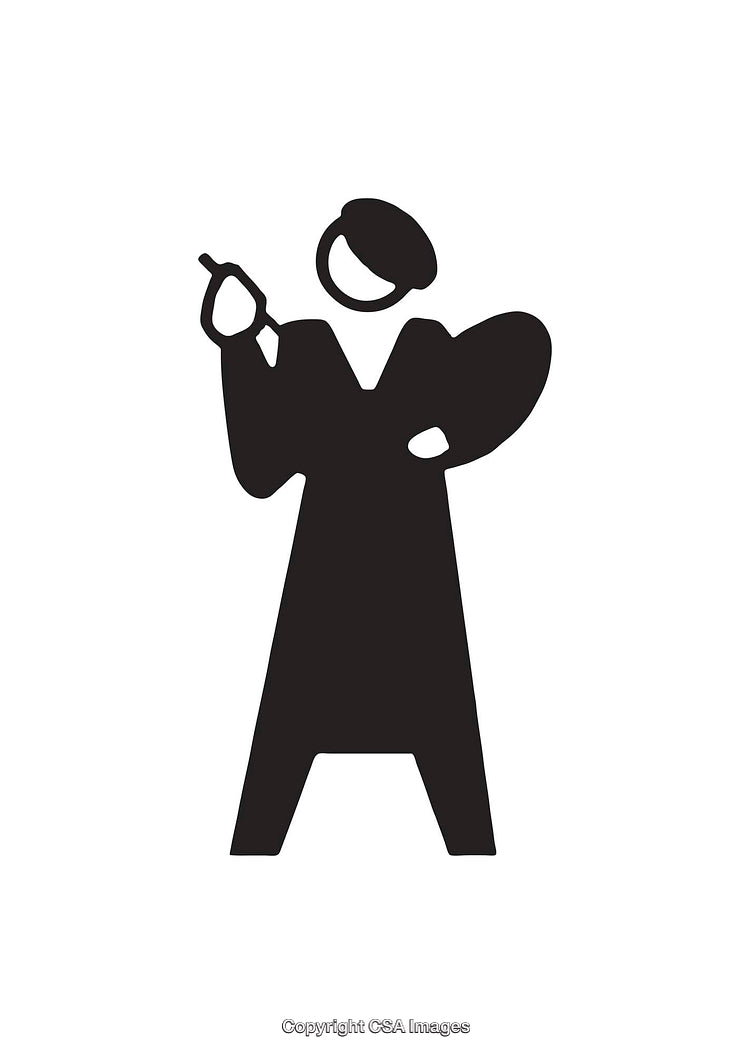 Simplistic Black and White Icon of an Artist with a Palette