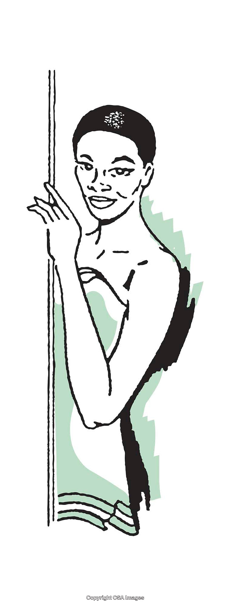 Elegant Line Art Illustration of a Woman with Vintage Aesthetic