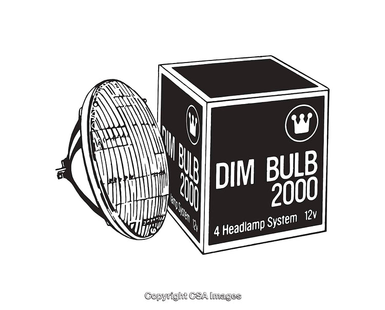 Black and White Line Art of a Dim Bulb with Packaging Illustration