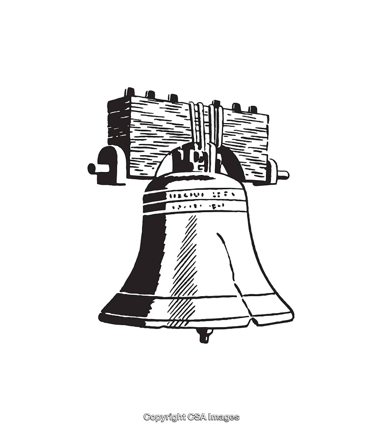 Black and White Line Art Illustration of a Historic Liberty Bell