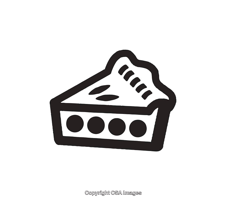 Black and White Line Art Illustration of a Slice of Pie