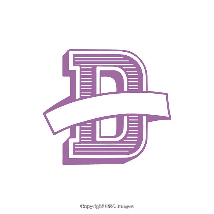 Elegant Purple Letter D With Banner Design on White Background