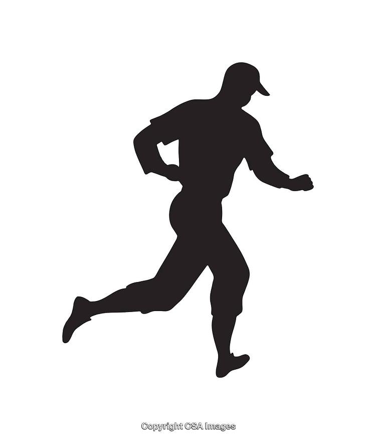Silhouette of a Running Man in Motion, Black and White Artwork