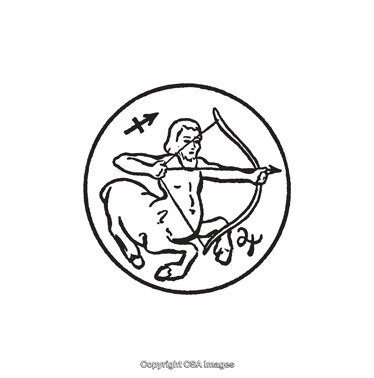Sagittarius Zodiac Symbol Featuring A Centaur Archer In Line Art Style