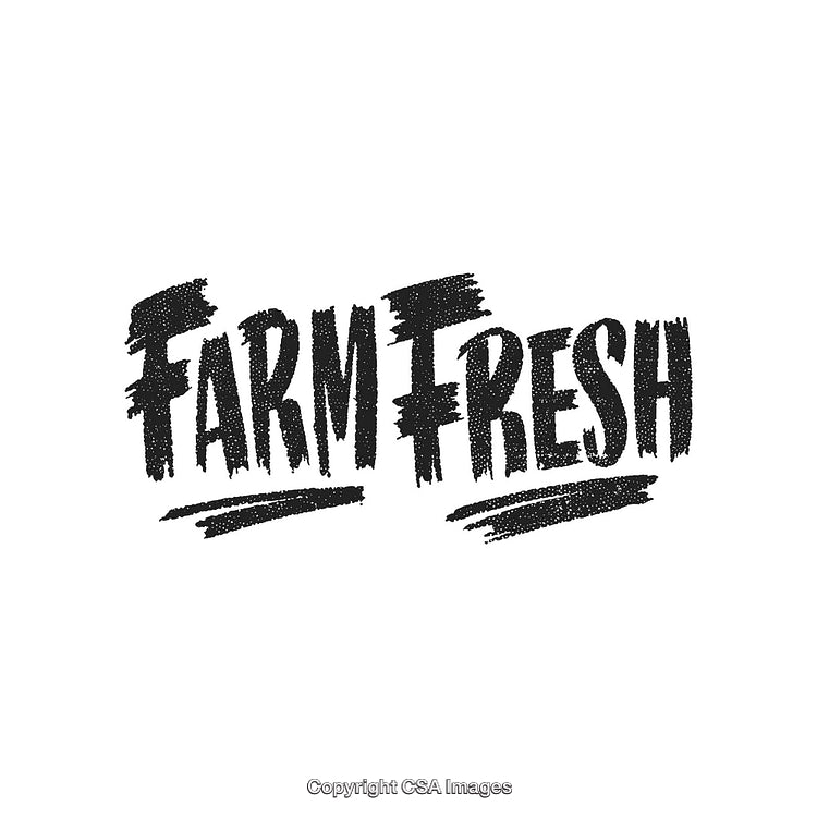 Farm Fresh Text Art with Rustic Style on White Background