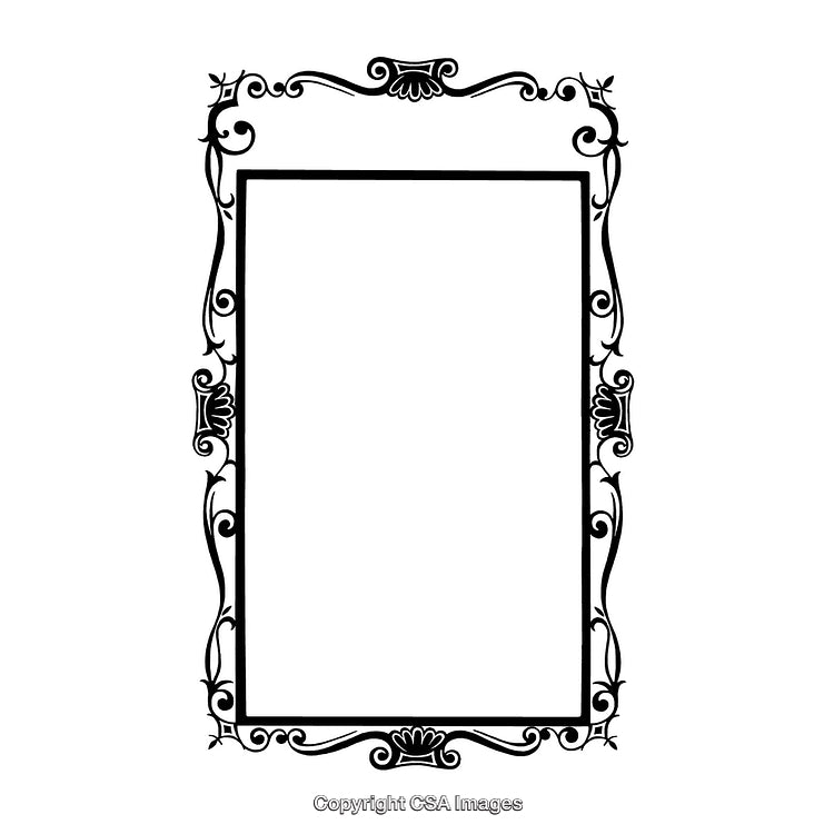 Ornate Black and White Decorative Border Design with Elegant Details