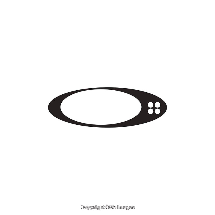 Black Oval Shape with Four Dots on White Background