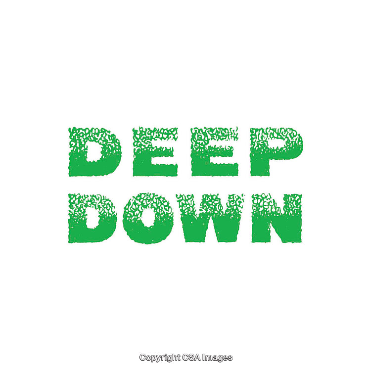 Green Text Design Featuring the Words 'Deep Down' on White Background