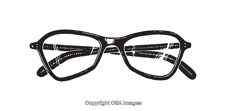 Black and White Line Art Illustration of Classic Eyeglasses