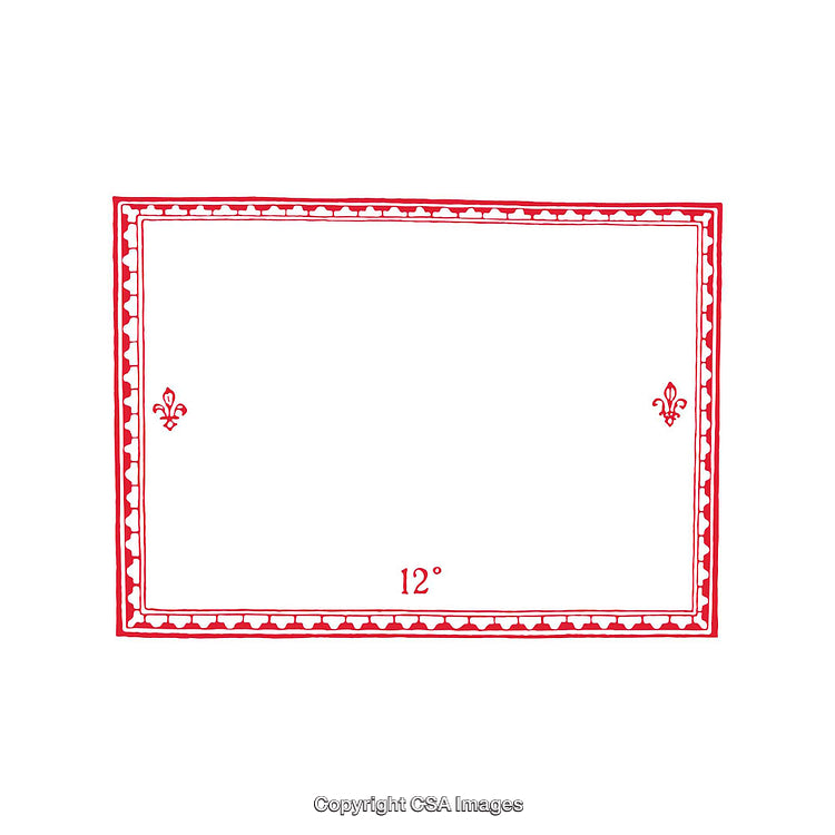 Decorative Red Frame with Ornamental Accents on White Background
