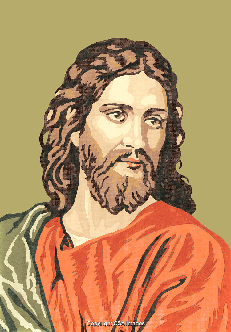 Illustration of Jesus Christ in Paint-by-Number Artistic Style