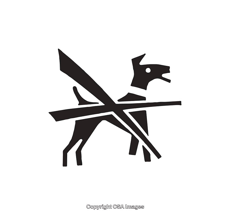 Simple Black And White Dog Prohibition Icon With Stylized Design