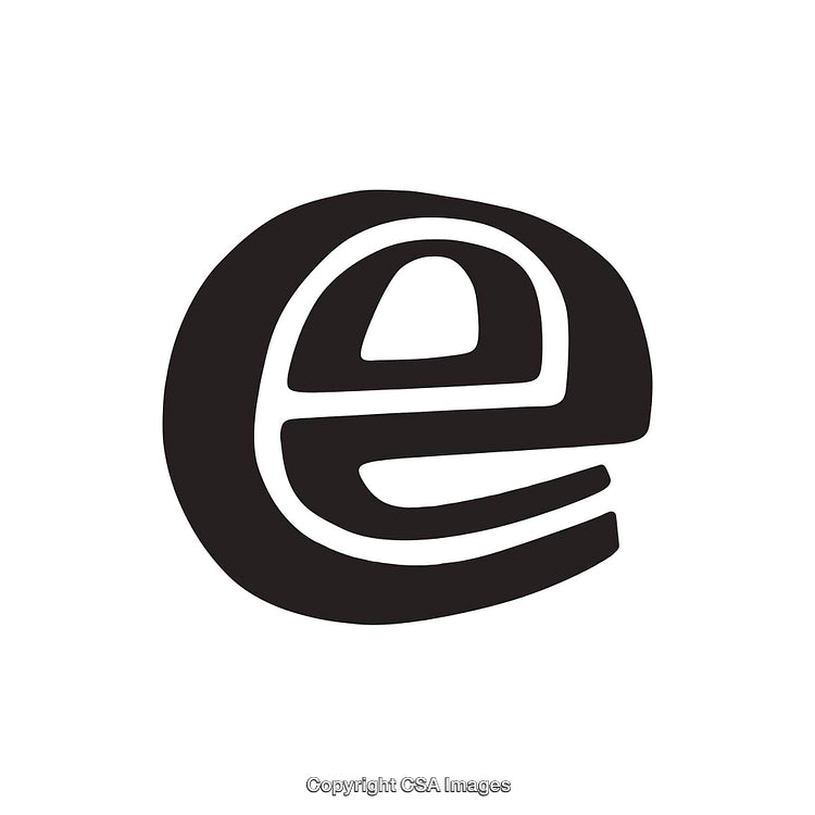 Creative Black Letter E in Unique Artistic Style on White Background