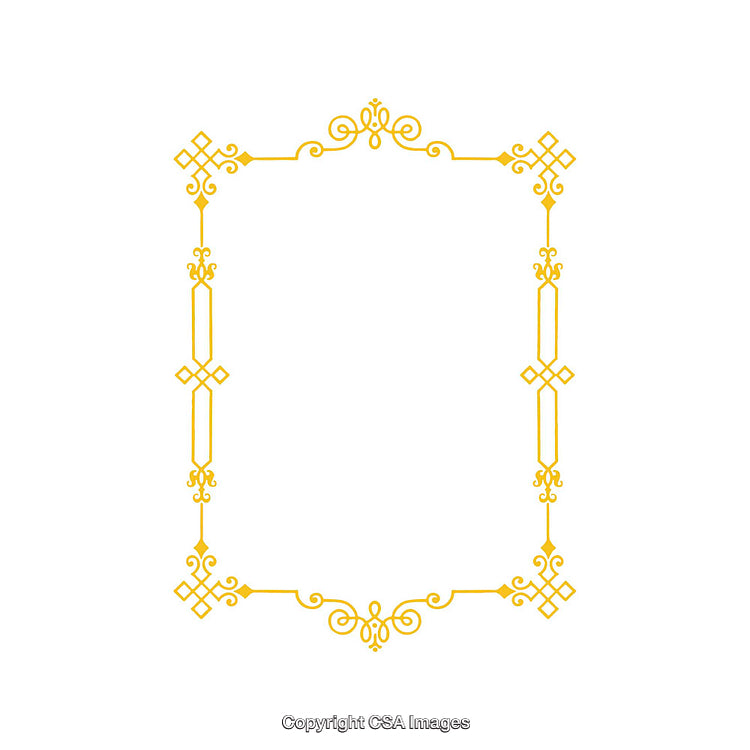 Elegant Gold Ornate Frame on White Background for Invitations or Cards
