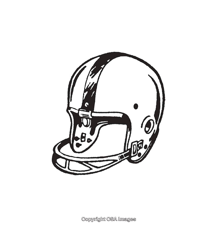 Vintage Black And White Sketch of a Football Helmet