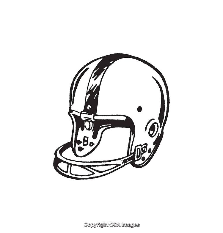 Vintage Black And White Sketch of a Football Helmet