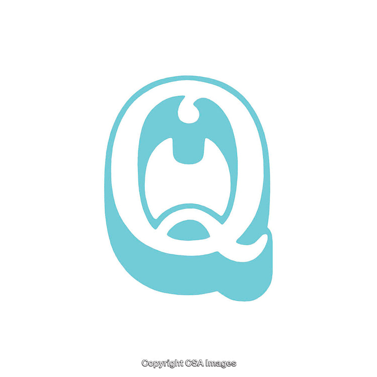Stylized Blue Letter Q Design with Minimalist Artistic Style