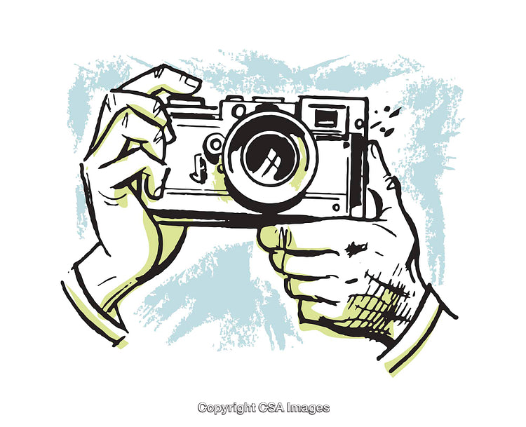Vibrant Illustration of Retro Camera in Artistic Style with Bold Colors