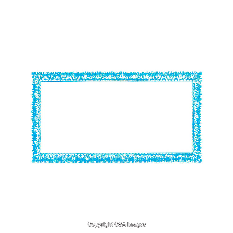 Decorative Rectangular Blue Border With Ornamental Pattern on White Background