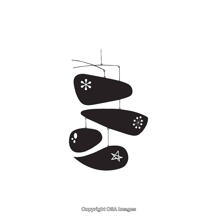 Black and White Abstract Mobile Art with Decorative Dingbats and Shapes