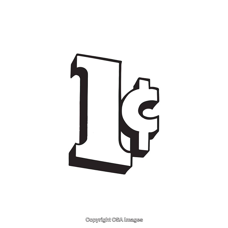 Vintage Bold One Cent Symbol Artwork with Stylized Typography
