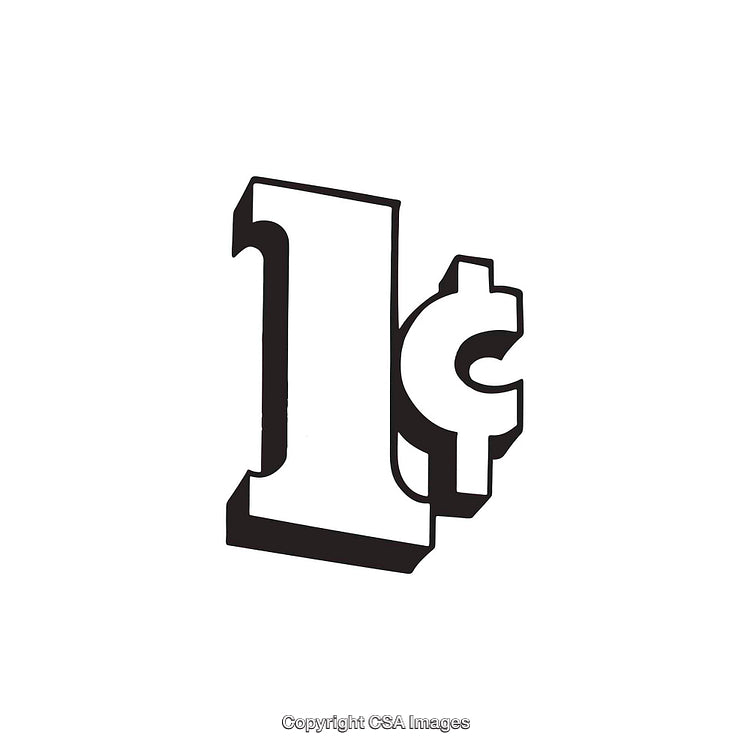 Vintage Bold One Cent Symbol Artwork with Stylized Typography