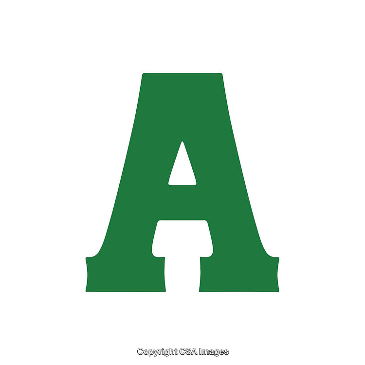 Green Letter A in Bold Typography on a White Background