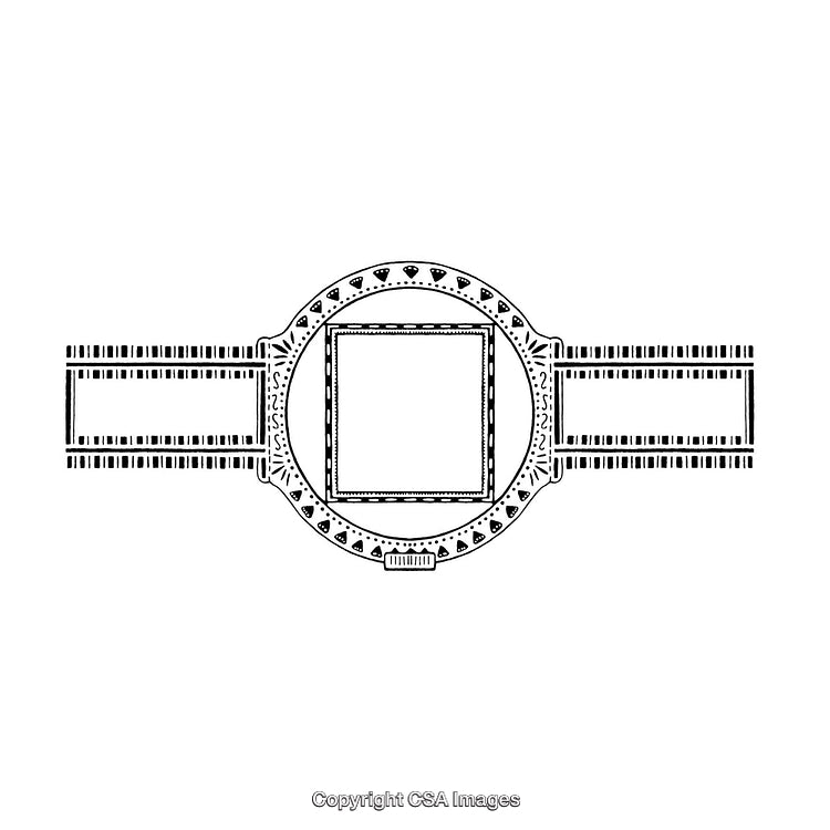 Ornate Black and White Decorative Border with Geometric Details and Intricate Patterns