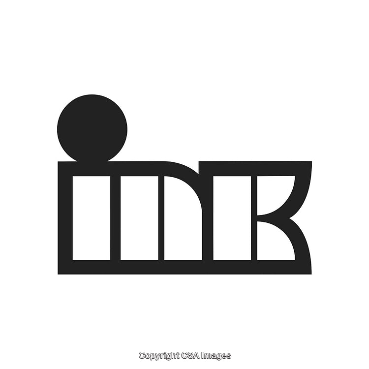 Abstract Black Ink Typography Design with Unique Simple Shape Elements
