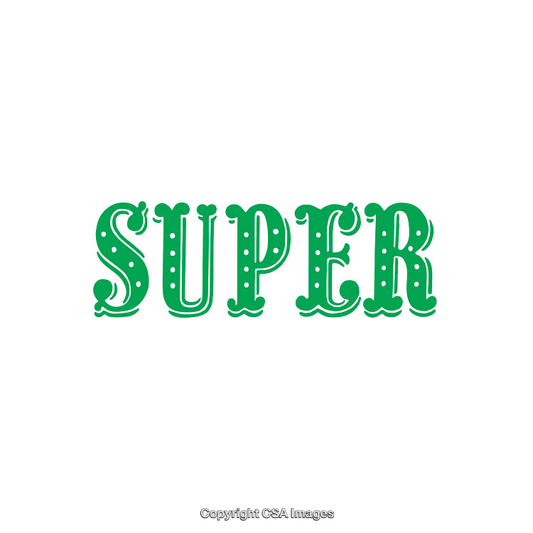 Decorative Green Typography Depicting the Word 'Super' in Retro Style